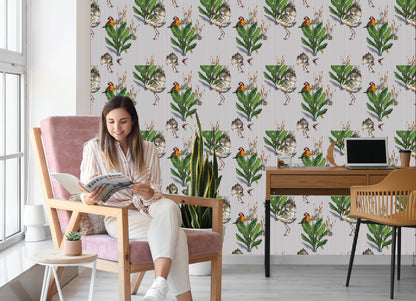 Wallpaper Parrots And Cranes