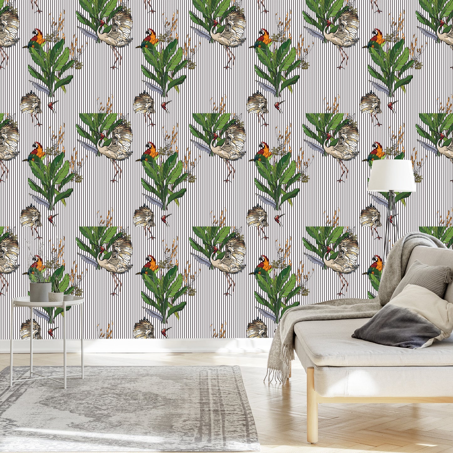Wallpaper Parrots And Cranes