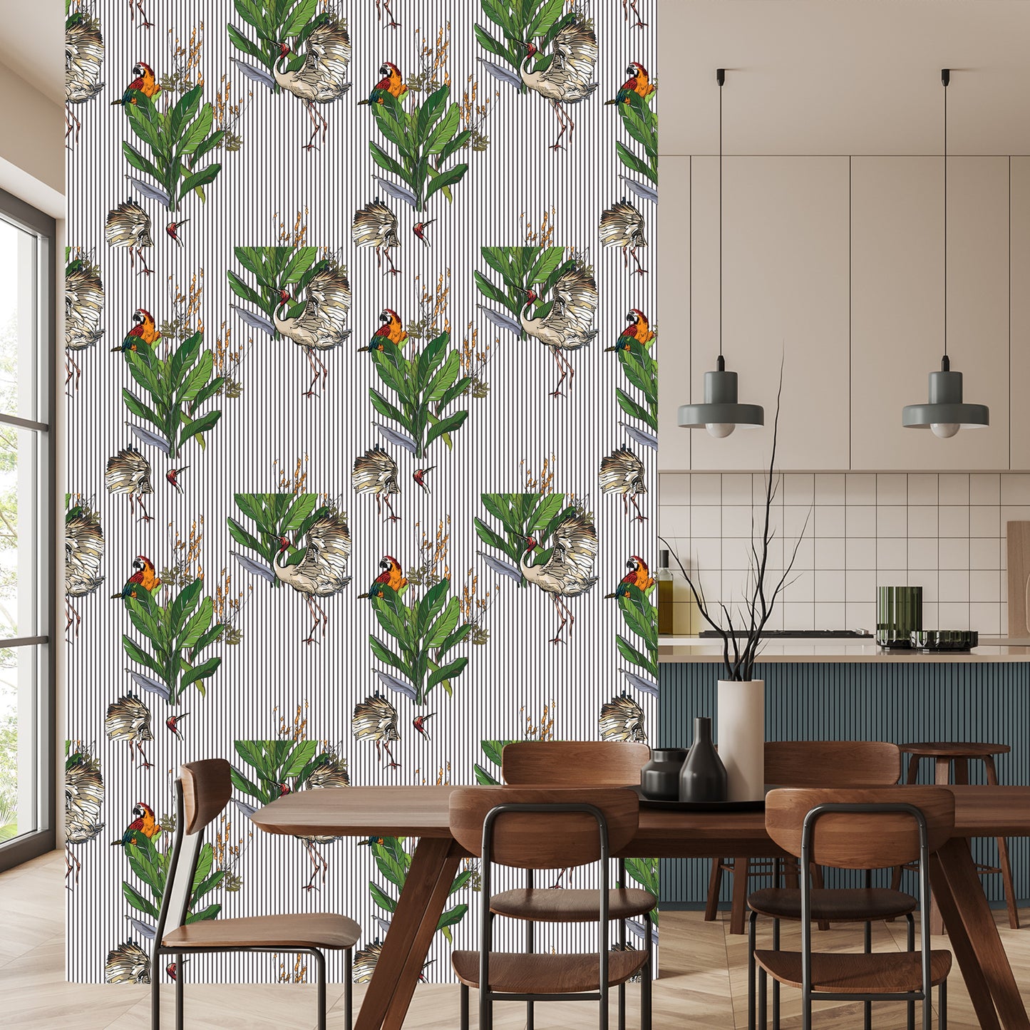 Wallpaper Parrots And Cranes