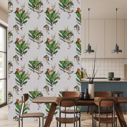 Wallpaper Parrots And Cranes