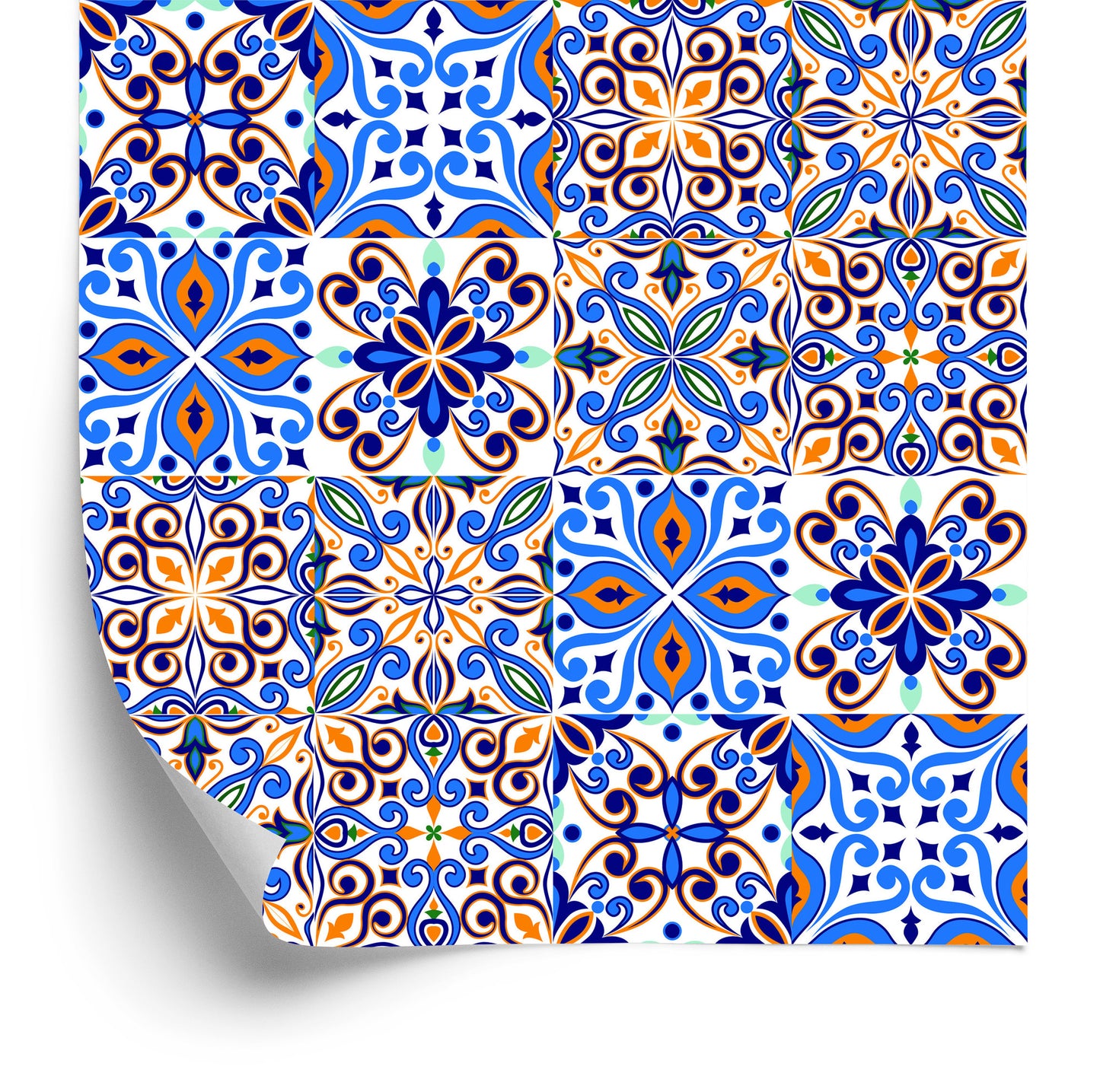 Wallpaper For The Dining Room. Imitation Of Tiles. Colorful Mosaic