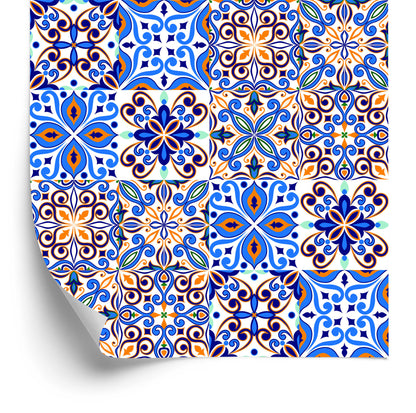 Wallpaper For The Dining Room. Imitation Of Tiles. Colorful Mosaic