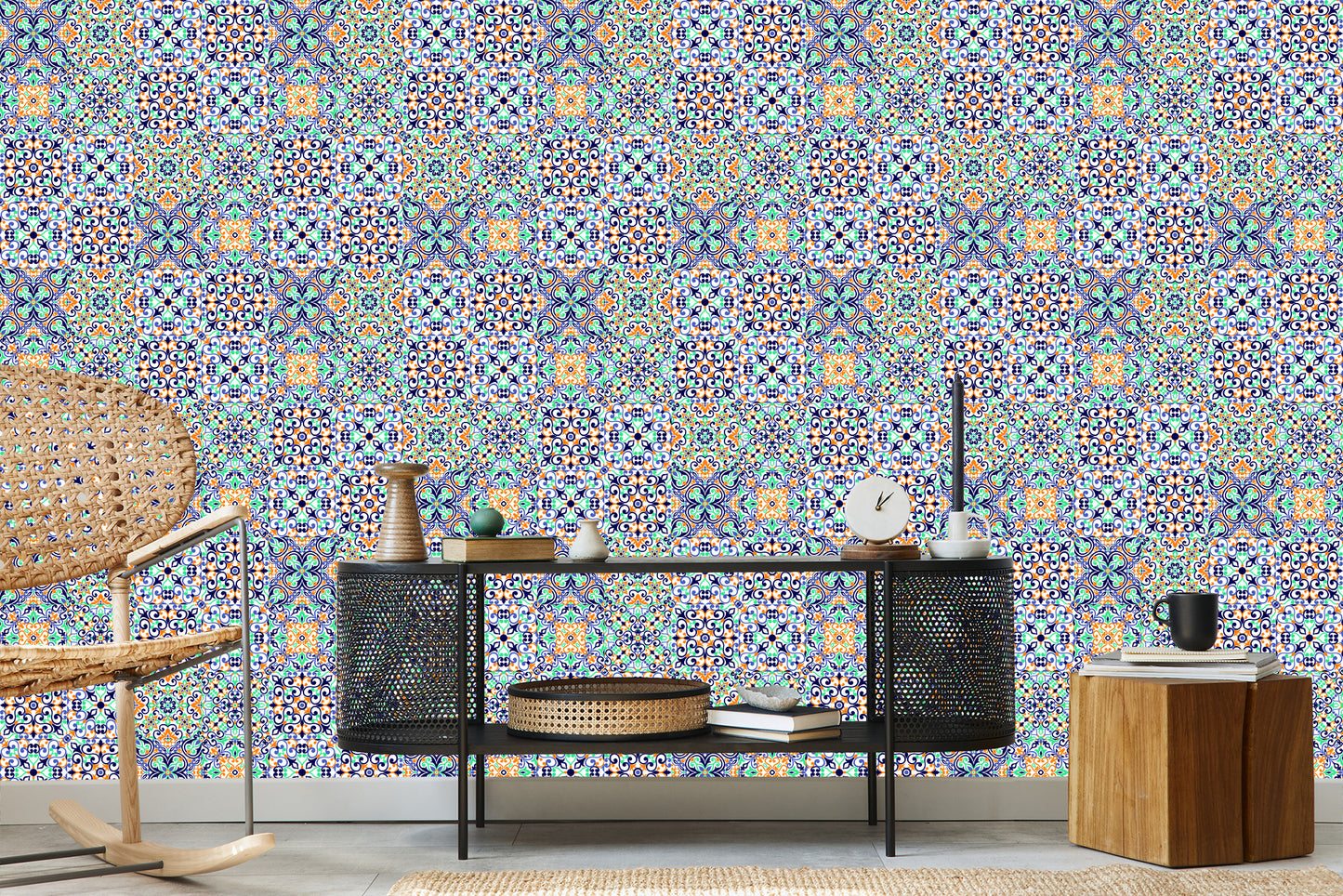 Wallpaper For Kitchen Dining Room Colorful Mosaic Patterns