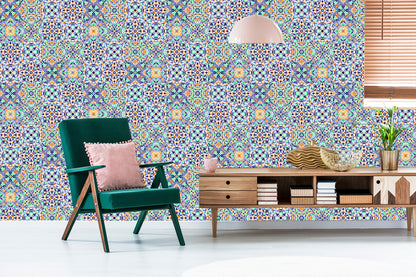 Wallpaper For Kitchen Dining Room Colorful Mosaic Patterns