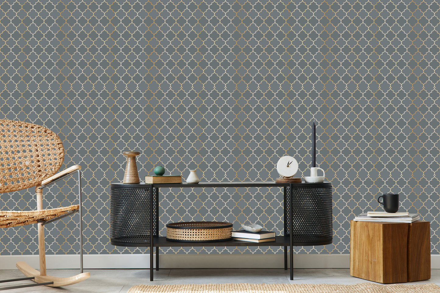 Wallpaper Mosaic Tiles Imitation For The Living Room