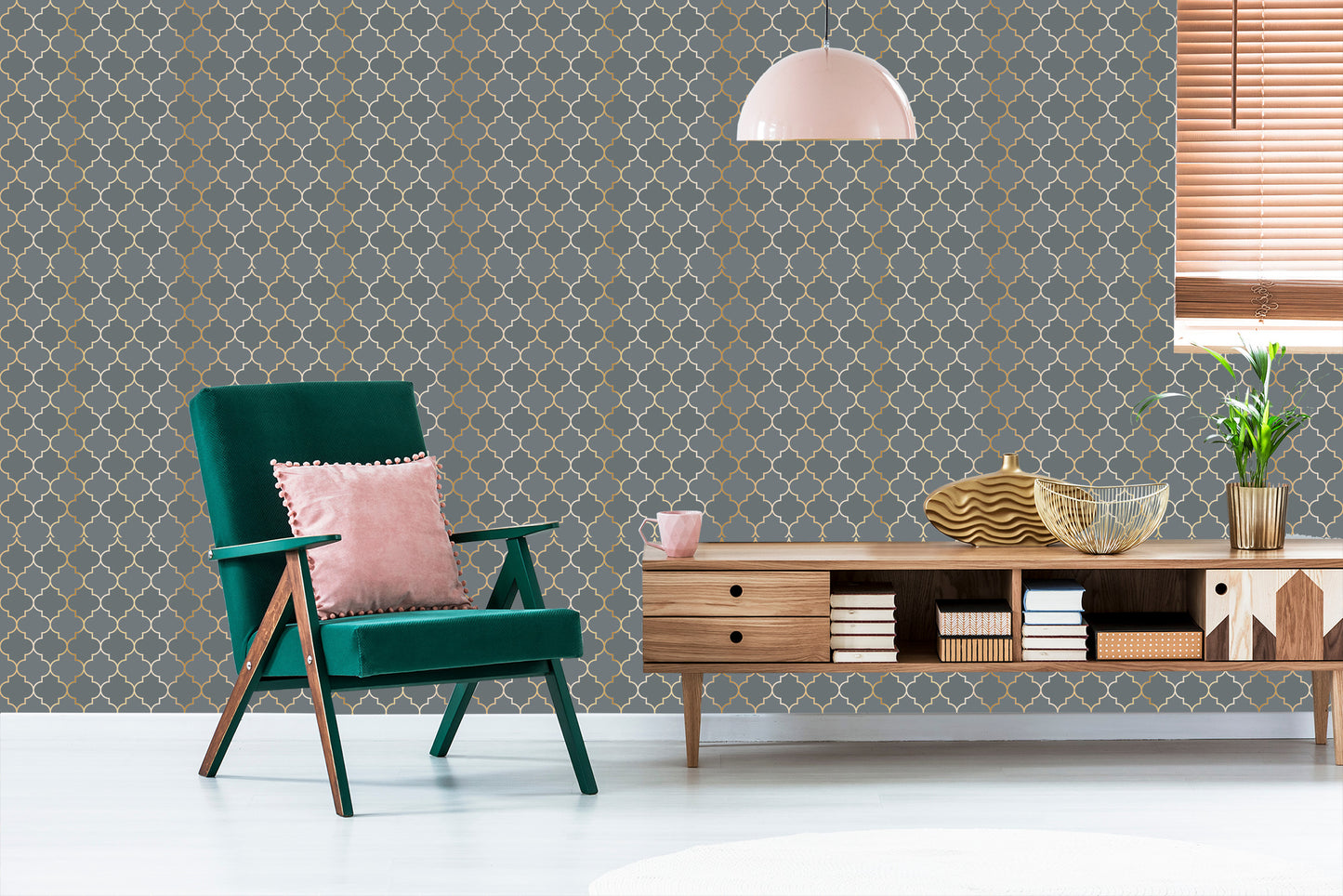 Wallpaper Mosaic Tiles Imitation For The Living Room