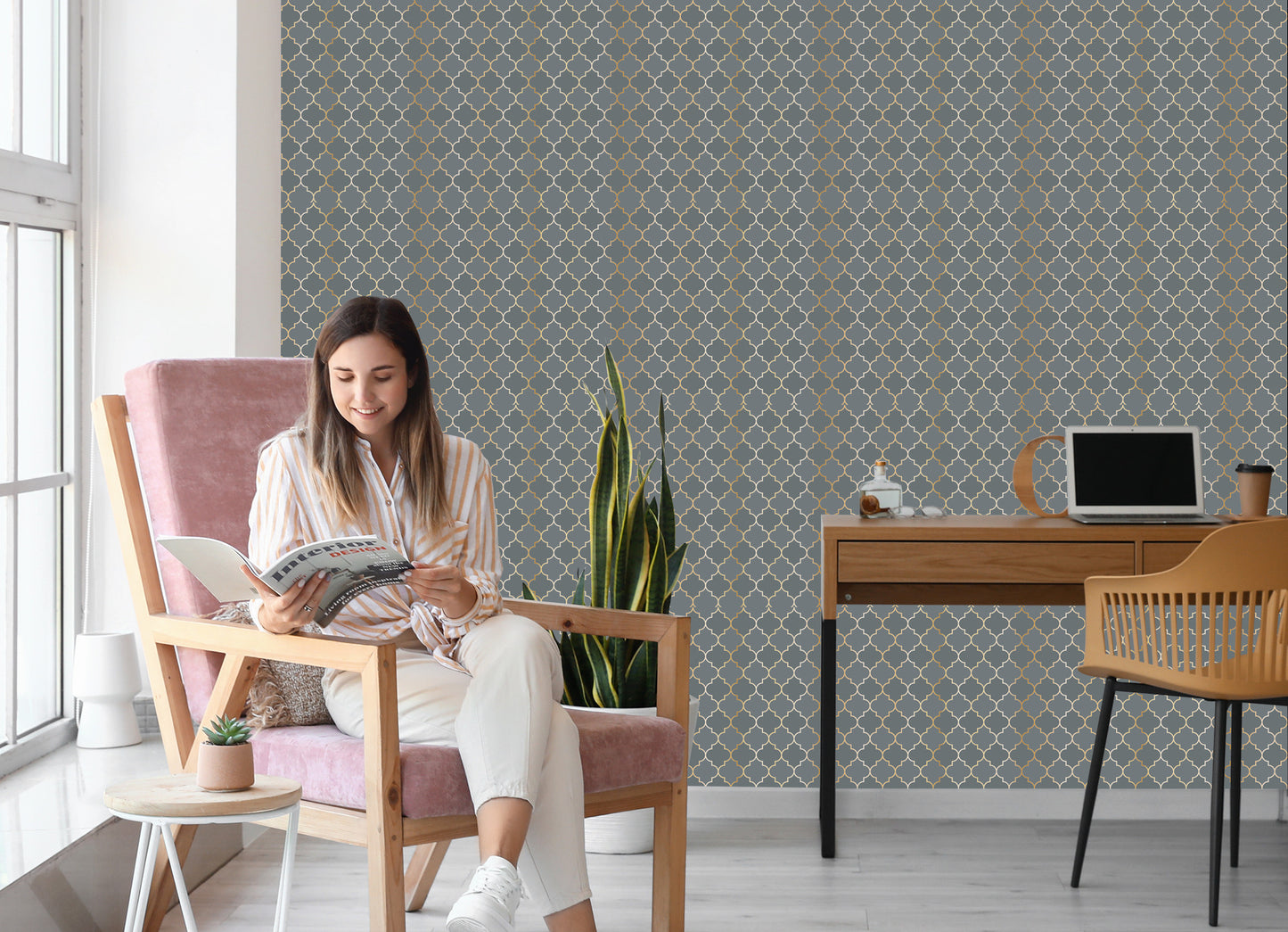 Wallpaper Mosaic Tiles Imitation For The Living Room