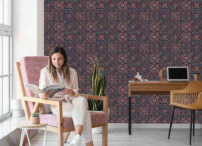 Wallpaper For The Dining Room. Imitation Of Mosaic Tiles