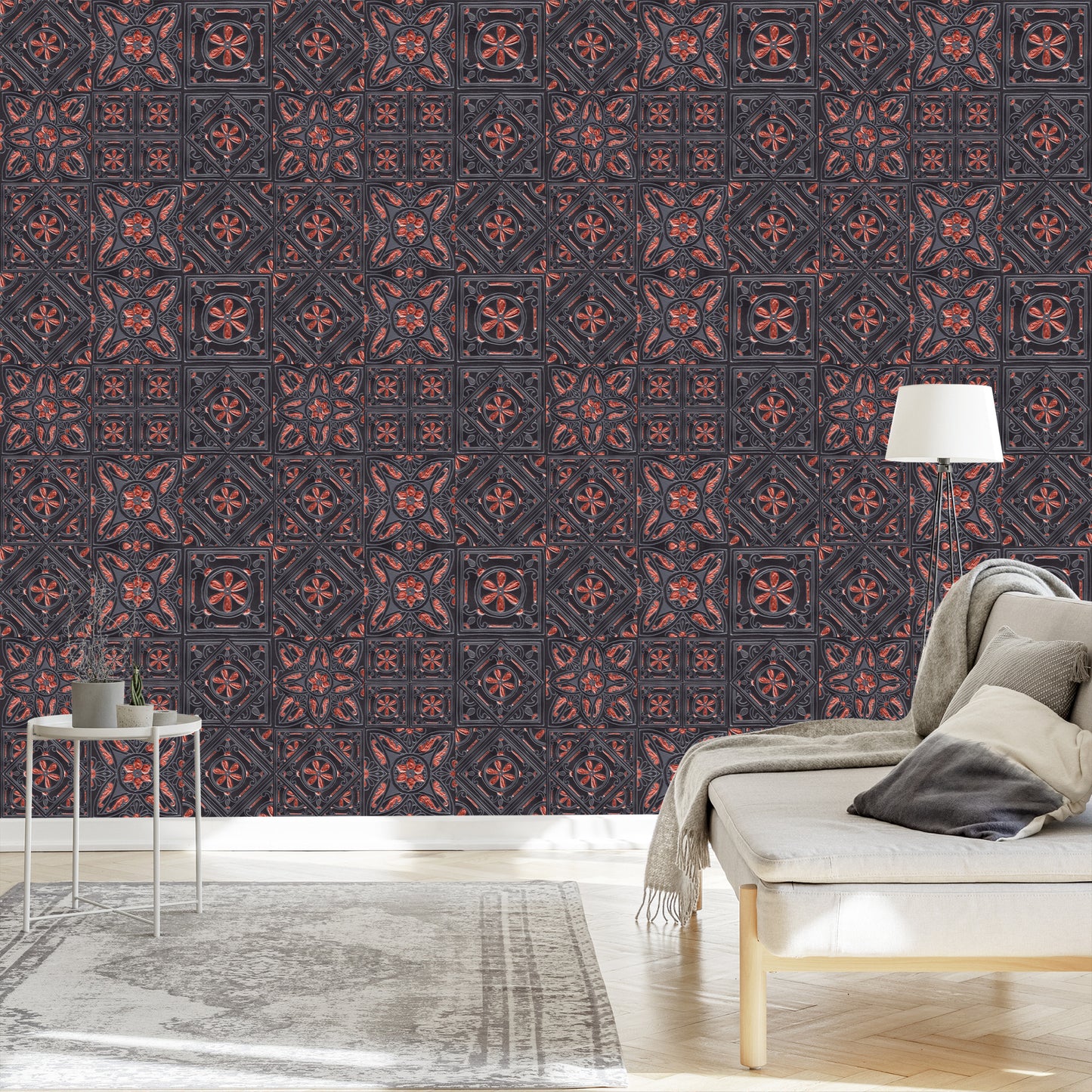 Wallpaper For The Dining Room. Imitation Of Mosaic Tiles
