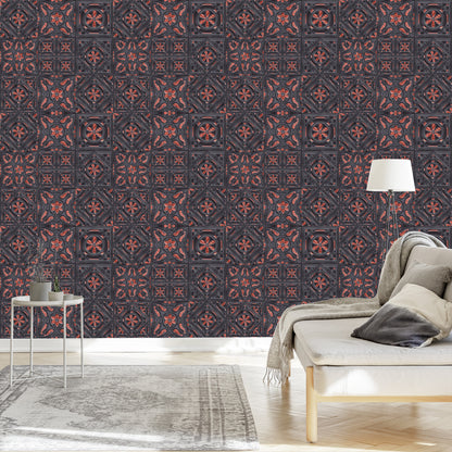 Wallpaper For The Dining Room. Imitation Of Mosaic Tiles