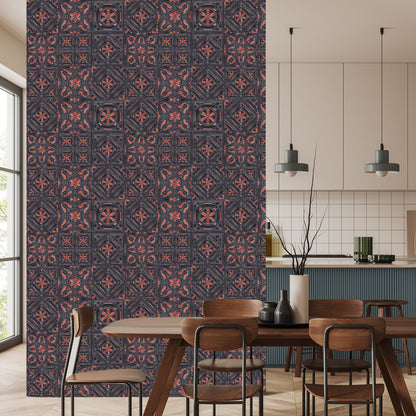 Wallpaper For The Dining Room. Imitation Of Mosaic Tiles