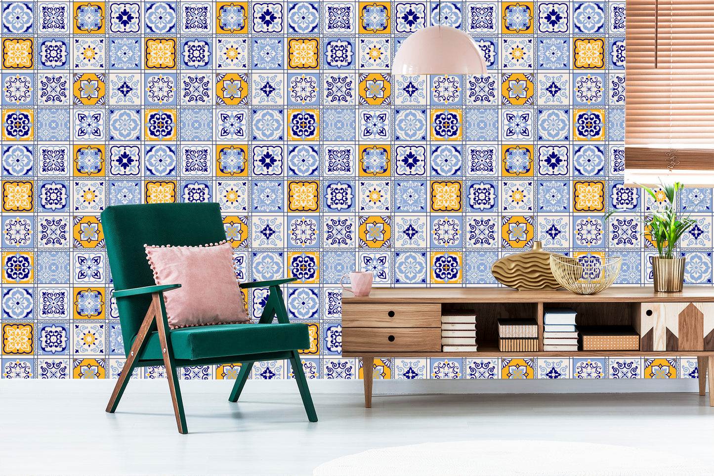 Wallpaper Colorful Oriental Mosaic Patterns