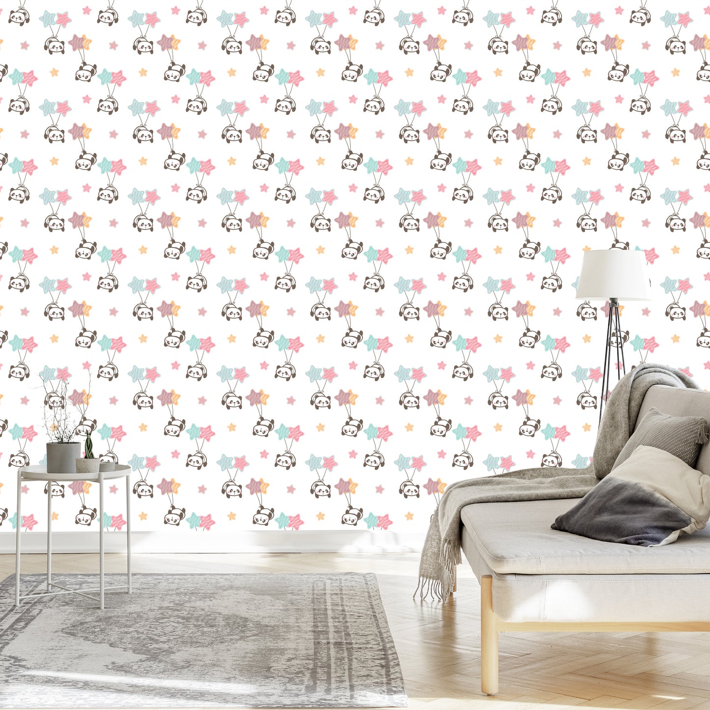 Wallpaper For Children - Stars And Pandas
