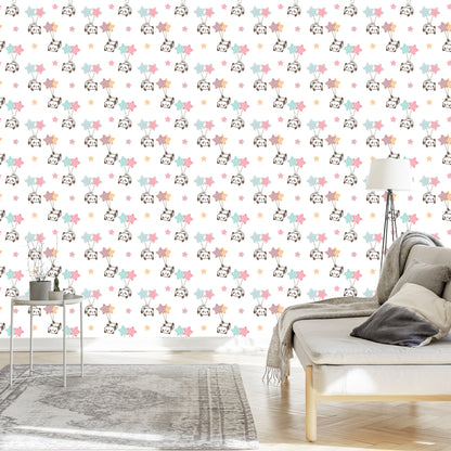 Wallpaper For Children - Stars And Pandas
