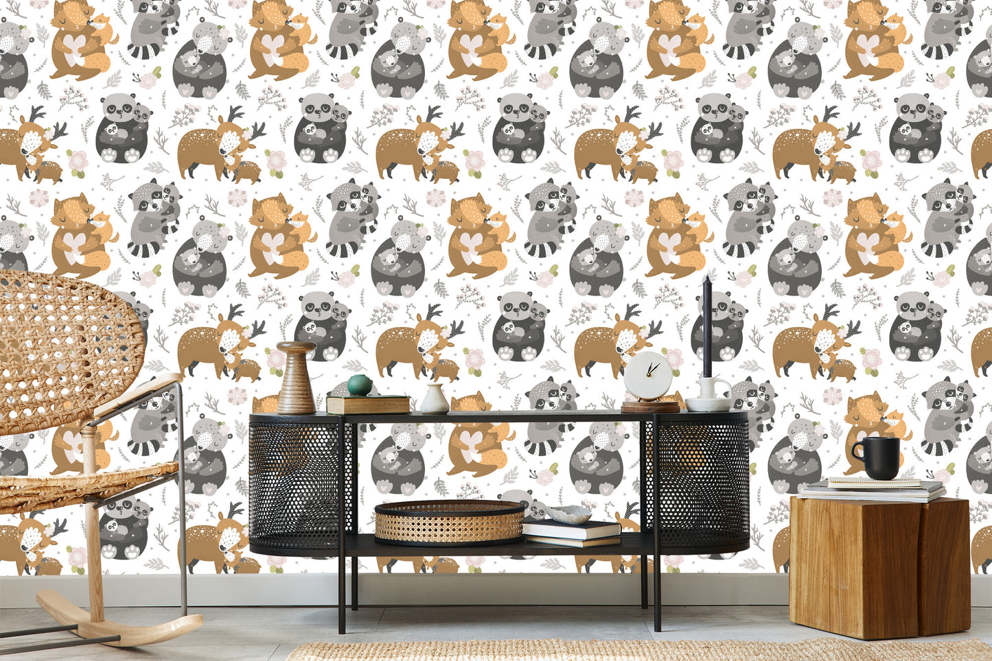 Wallpaper Baby Animals Among Flowers