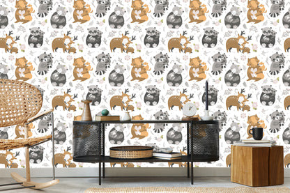 Wallpaper Baby Animals Among Flowers