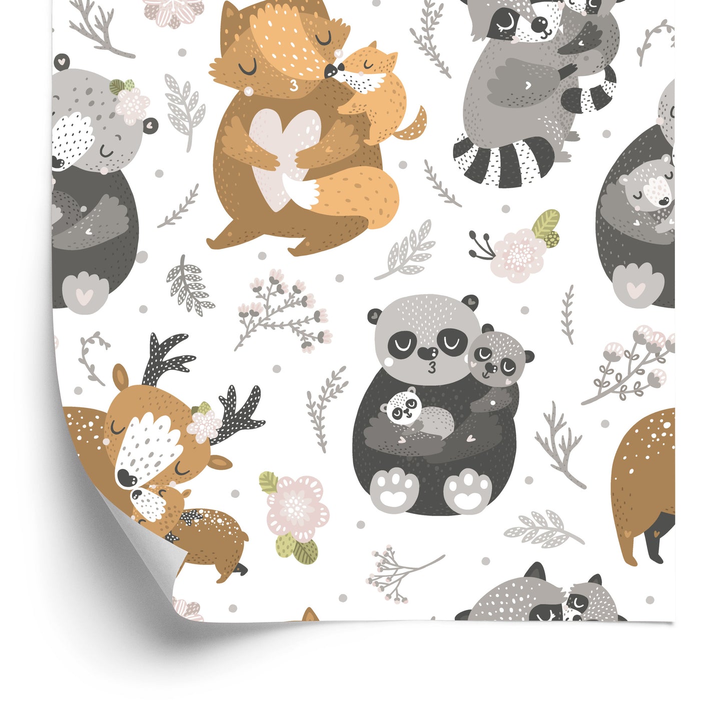 Wallpaper Baby Animals Among Flowers