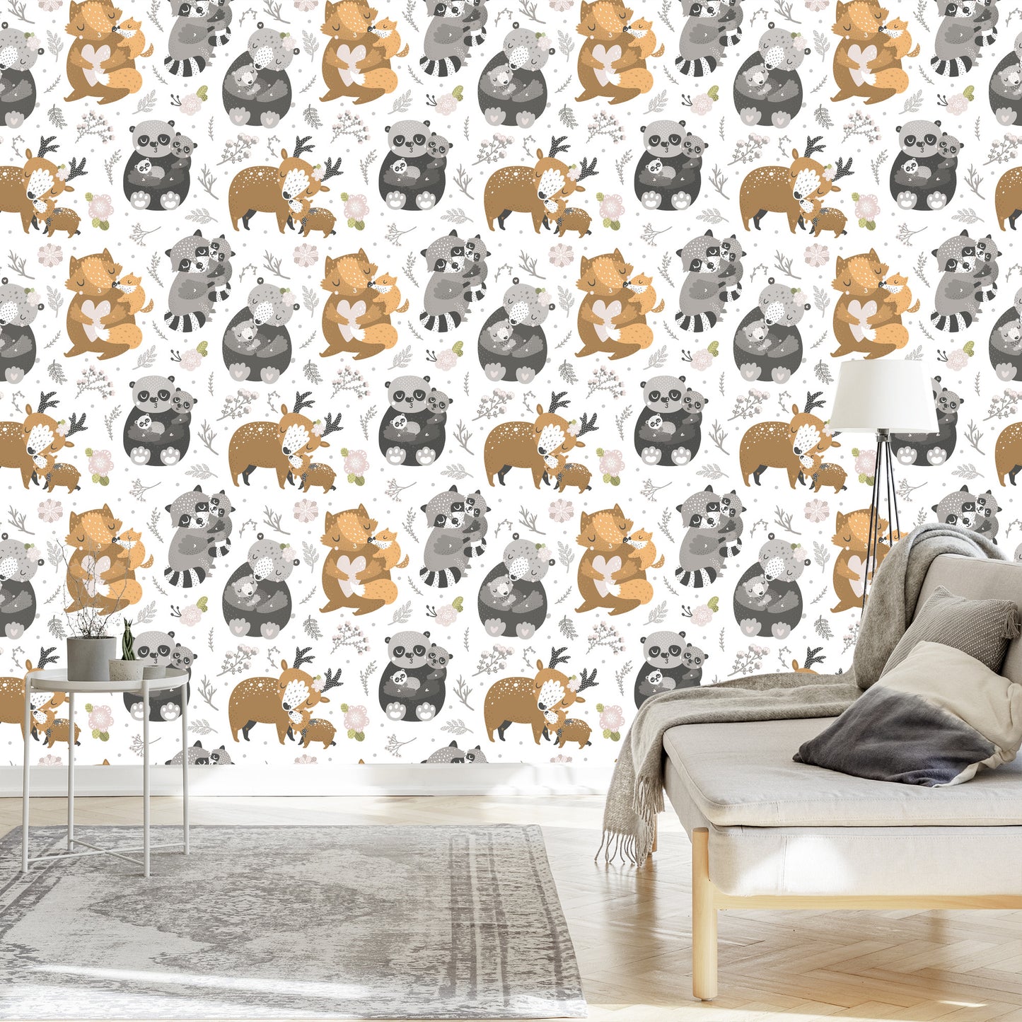 Wallpaper Baby Animals Among Flowers
