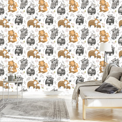 Wallpaper Baby Animals Among Flowers