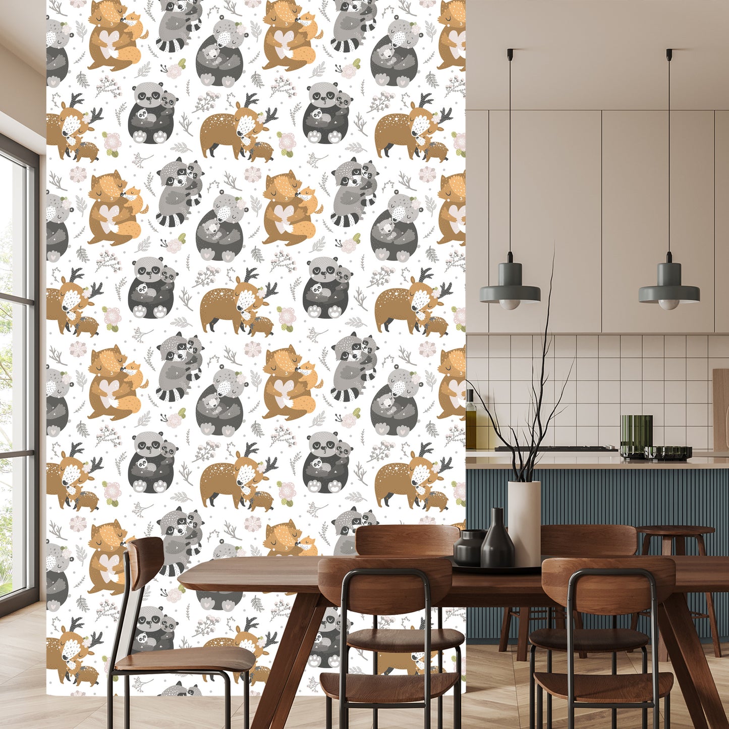 Wallpaper Baby Animals Among Flowers