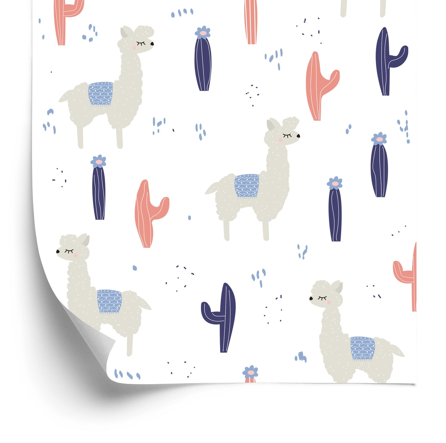 Wallpaper For Children - Llamas And Plants