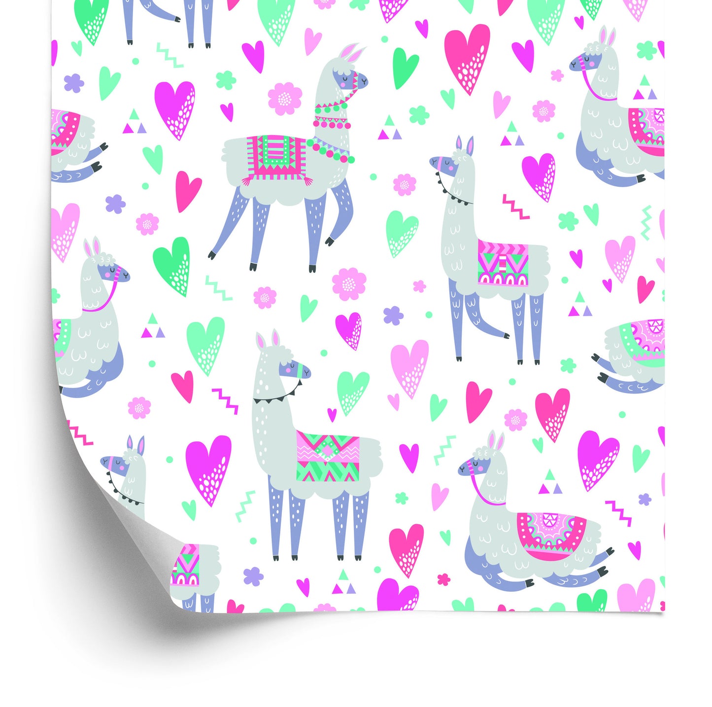 Wallpaper For A Lama's Baby Room And Colorful Flowers