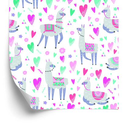Wallpaper For A Lama's Baby Room And Colorful Flowers