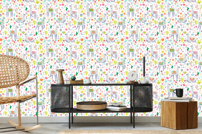 Wallpaper Animals, Plants, Children's Room In Llama