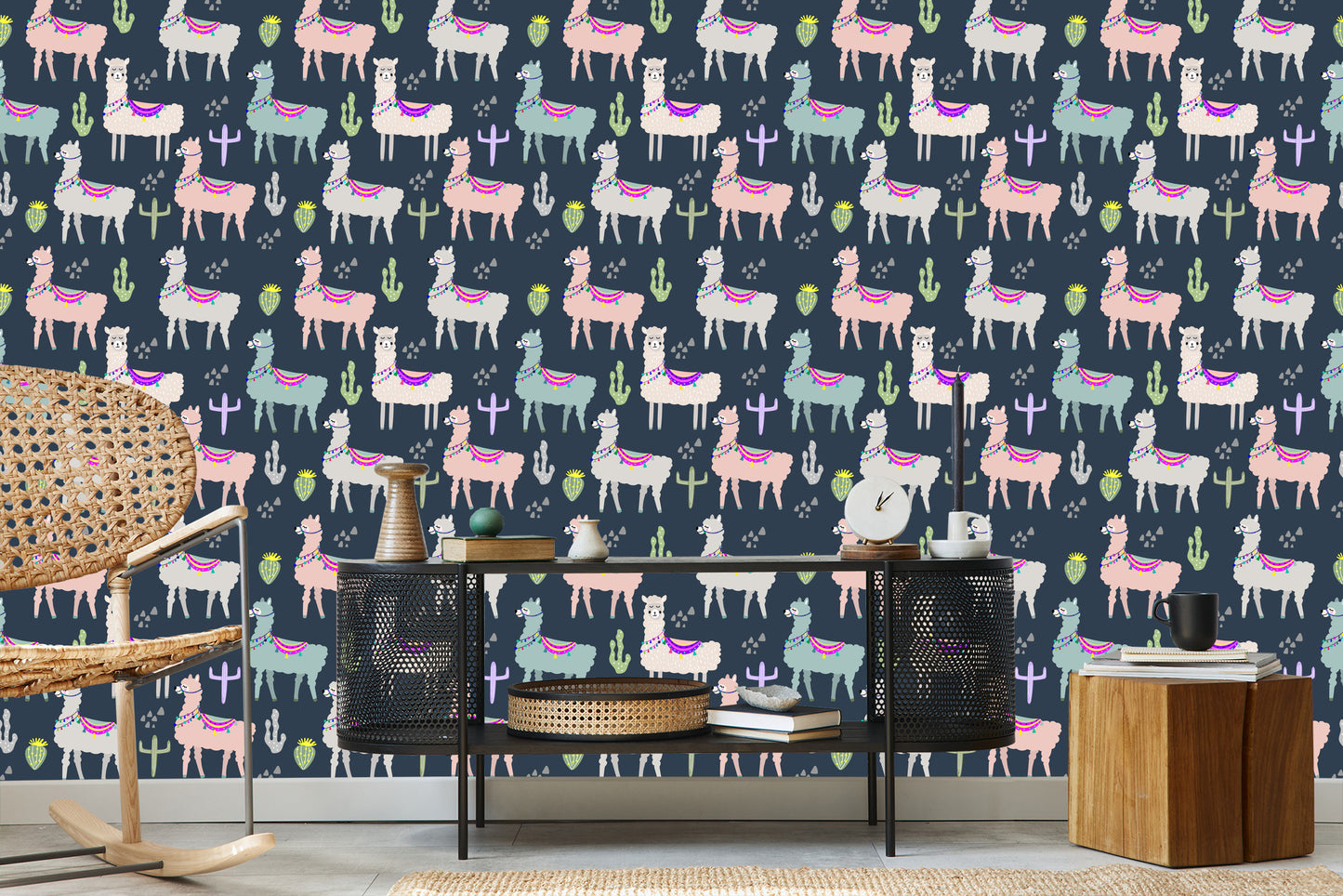 Wallpaper Animals, Plants, Children's Room With Llamas