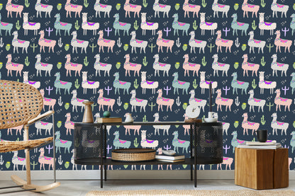 Wallpaper Animals, Plants, Children's Room With Llamas