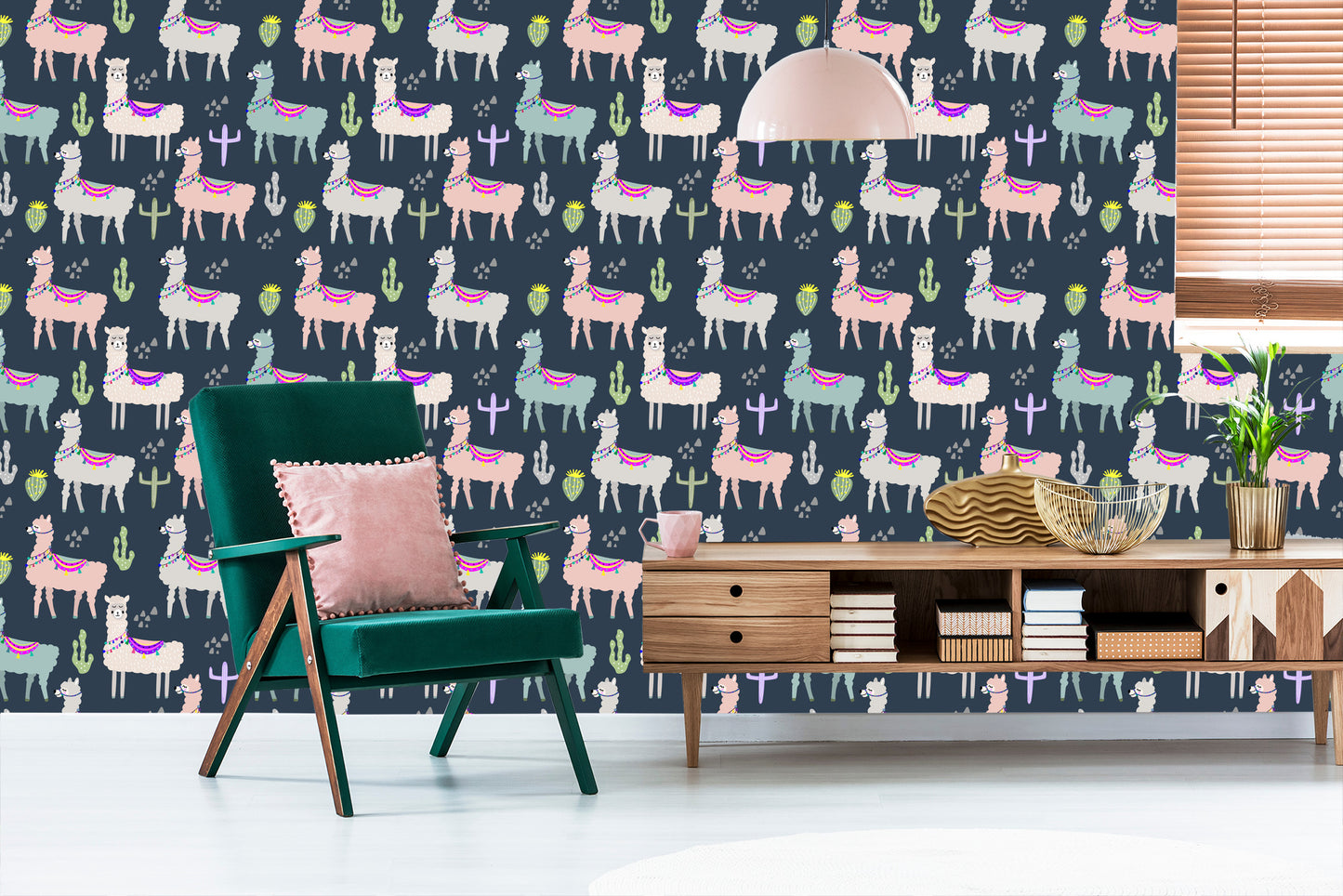 Wallpaper Animals, Plants, Children's Room With Llamas