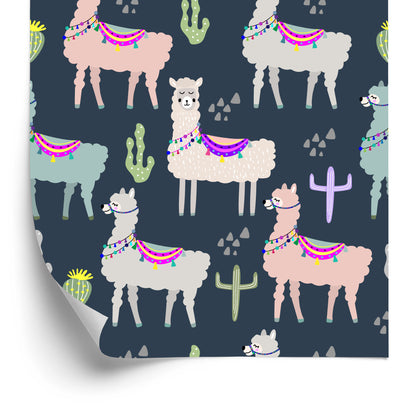 Wallpaper Animals, Plants, Children's Room With Llamas