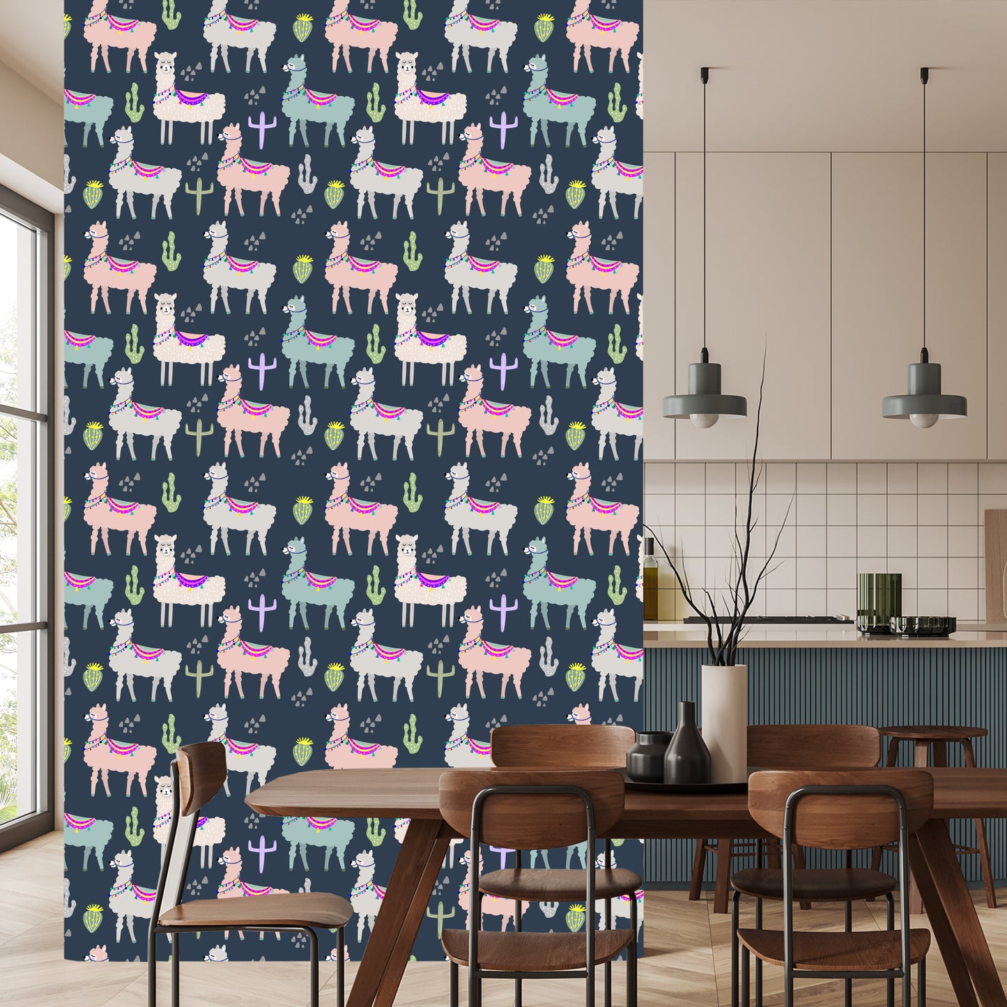 Wallpaper Animals, Plants, Children's Room With Llamas