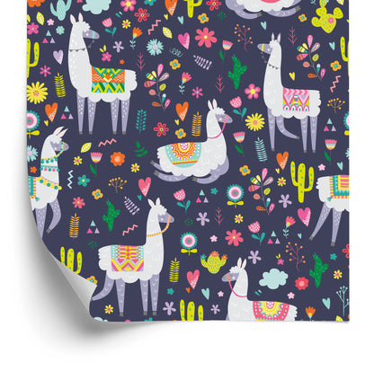 Wallpaper Cactus Plants Children's Room With Lamas