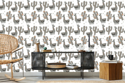 Wallpaper Nature Children's Room With Llamas
