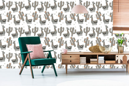 Wallpaper Nature Children's Room With Llamas