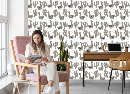 Wallpaper Nature Children's Room With Llamas