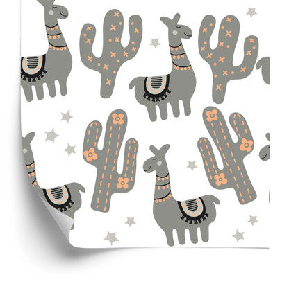 Wallpaper Nature Children's Room With Llamas