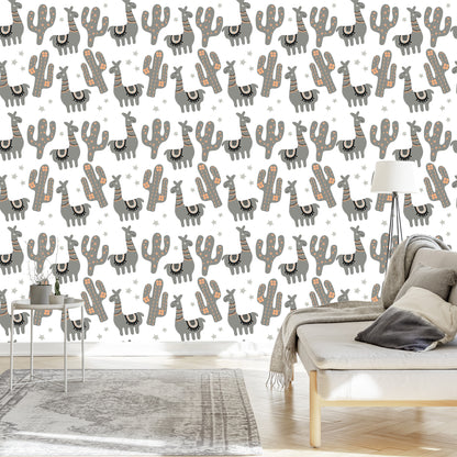 Wallpaper Nature Children's Room With Llamas