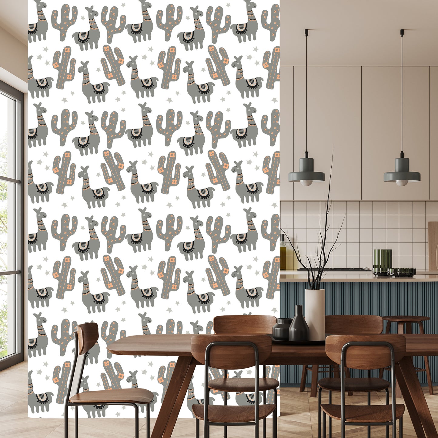 Wallpaper Nature Children's Room With Llamas