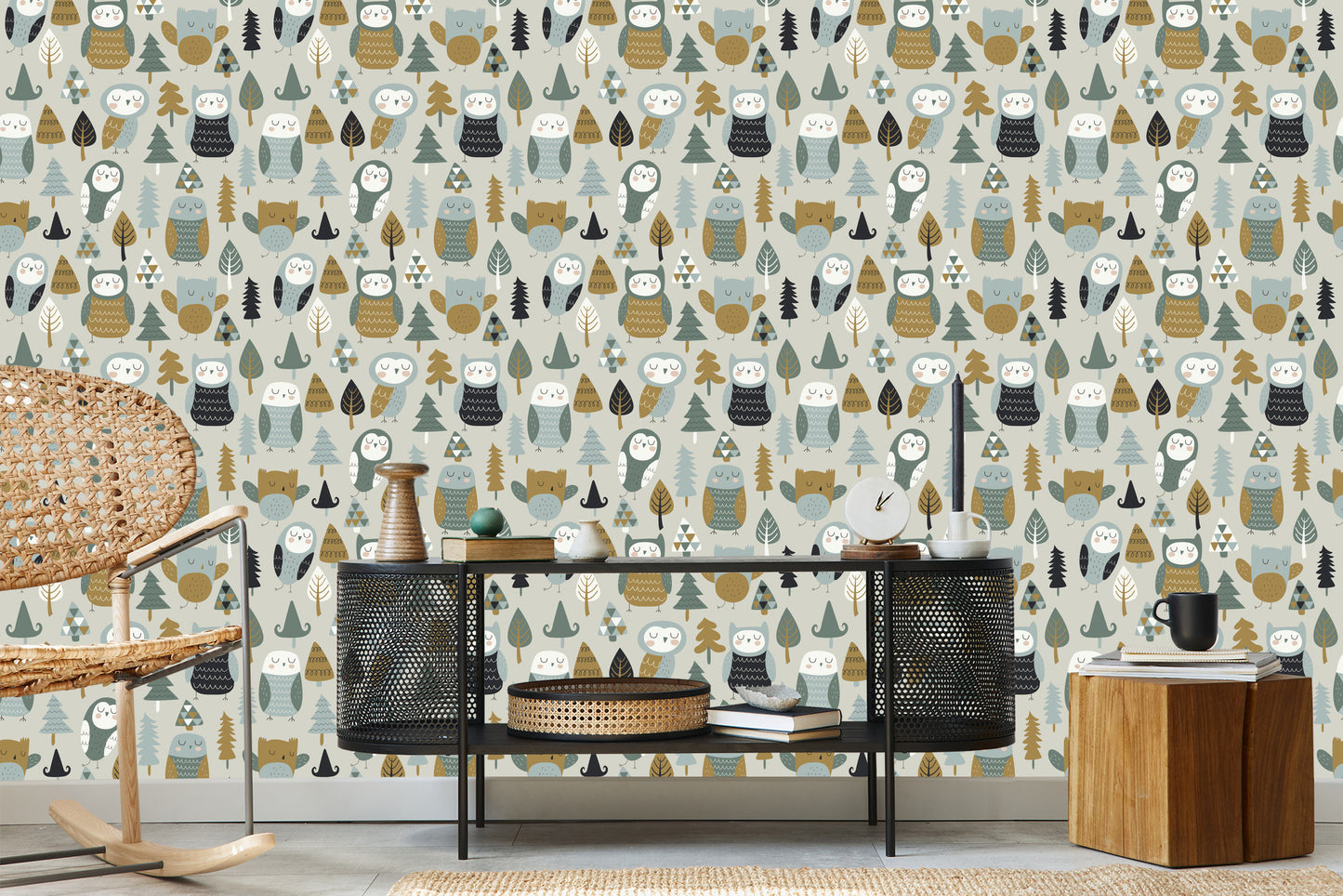 Wallpaper For Children - Sleeping Owls
