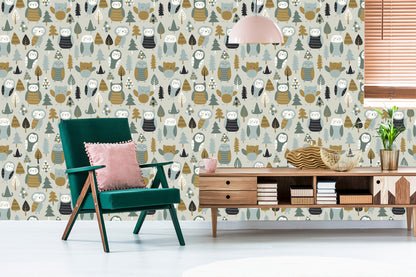 Wallpaper For Children - Sleeping Owls