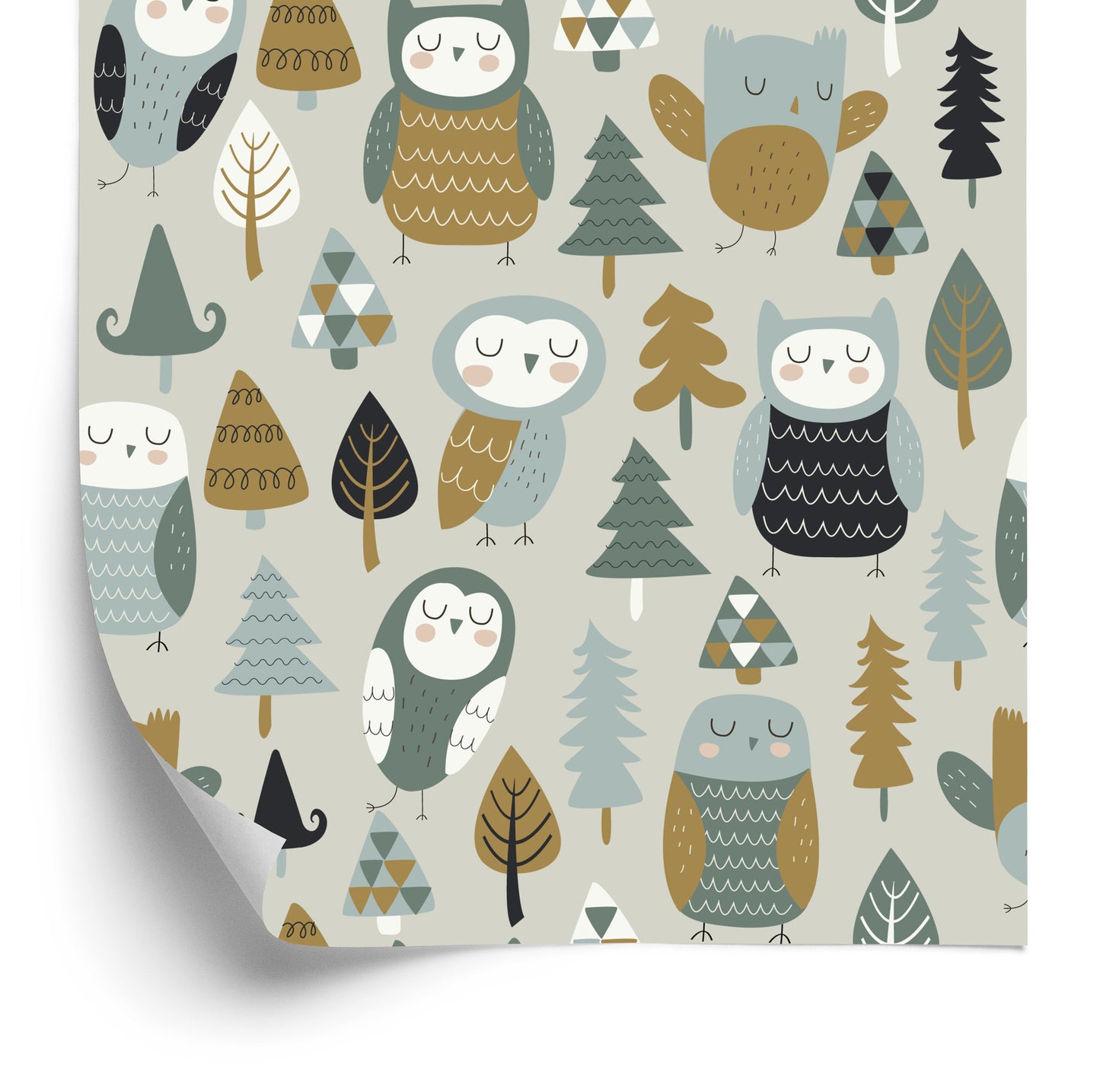 Wallpaper For Children - Sleeping Owls