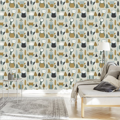 Wallpaper For Children - Sleeping Owls
