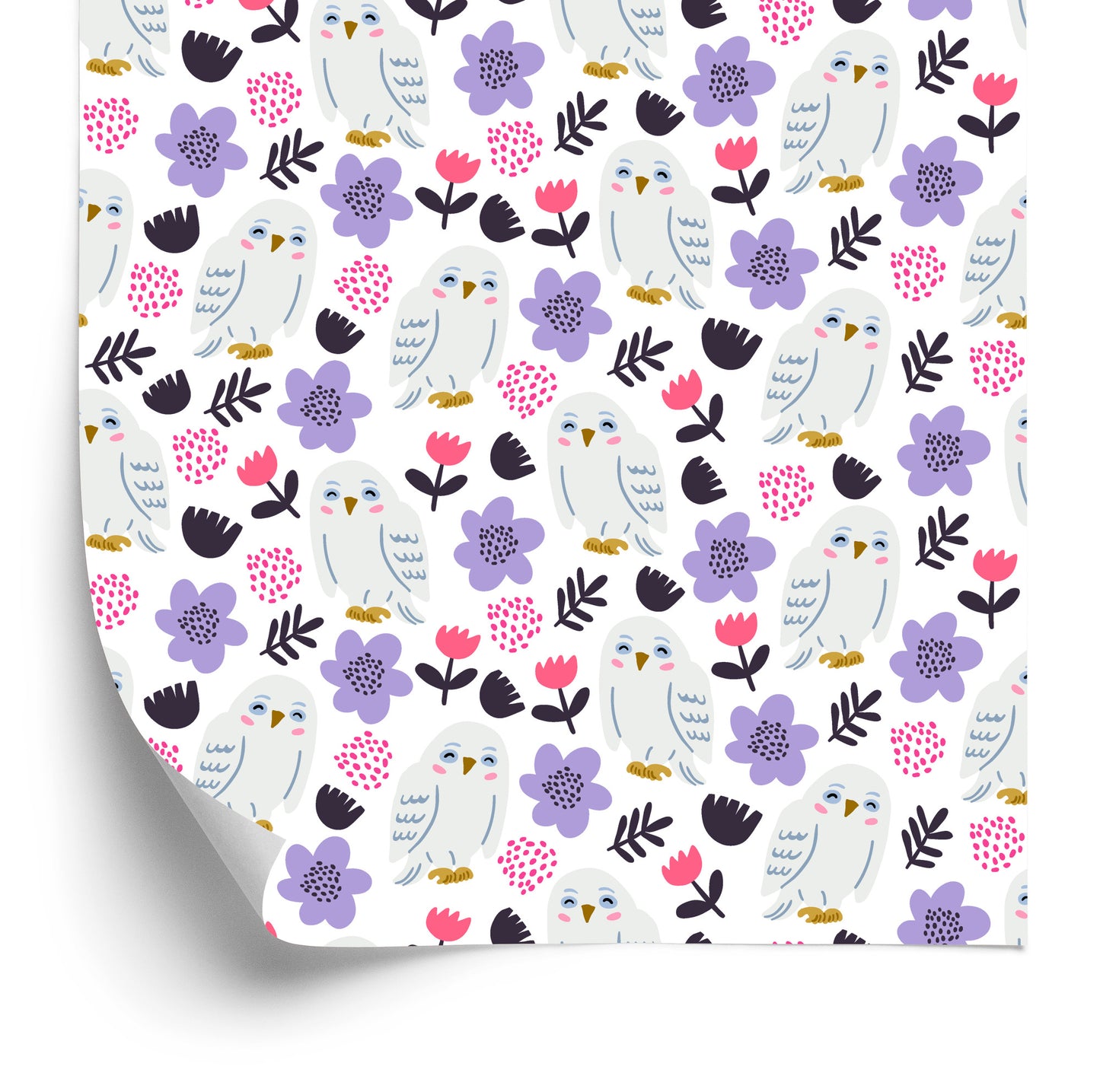 Wallpaper Owls With Flowers In The Background