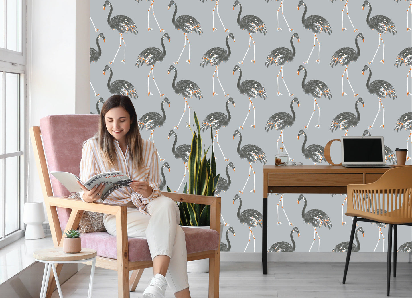 Wallpaper Flamingos As Painted