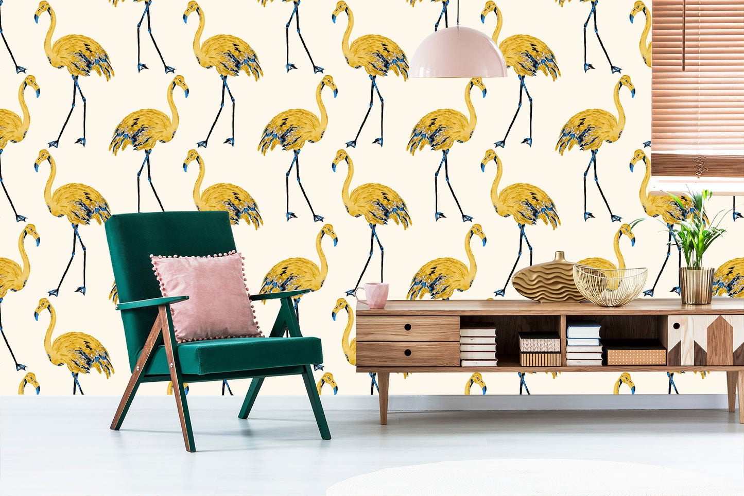 Wallpaper Flamingos As Painted