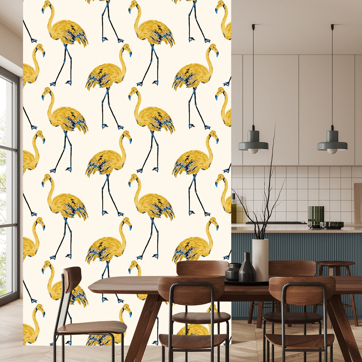 Wallpaper Flamingos As Painted