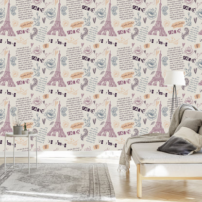 Wallpaper Eiffel Tower With Flowers
