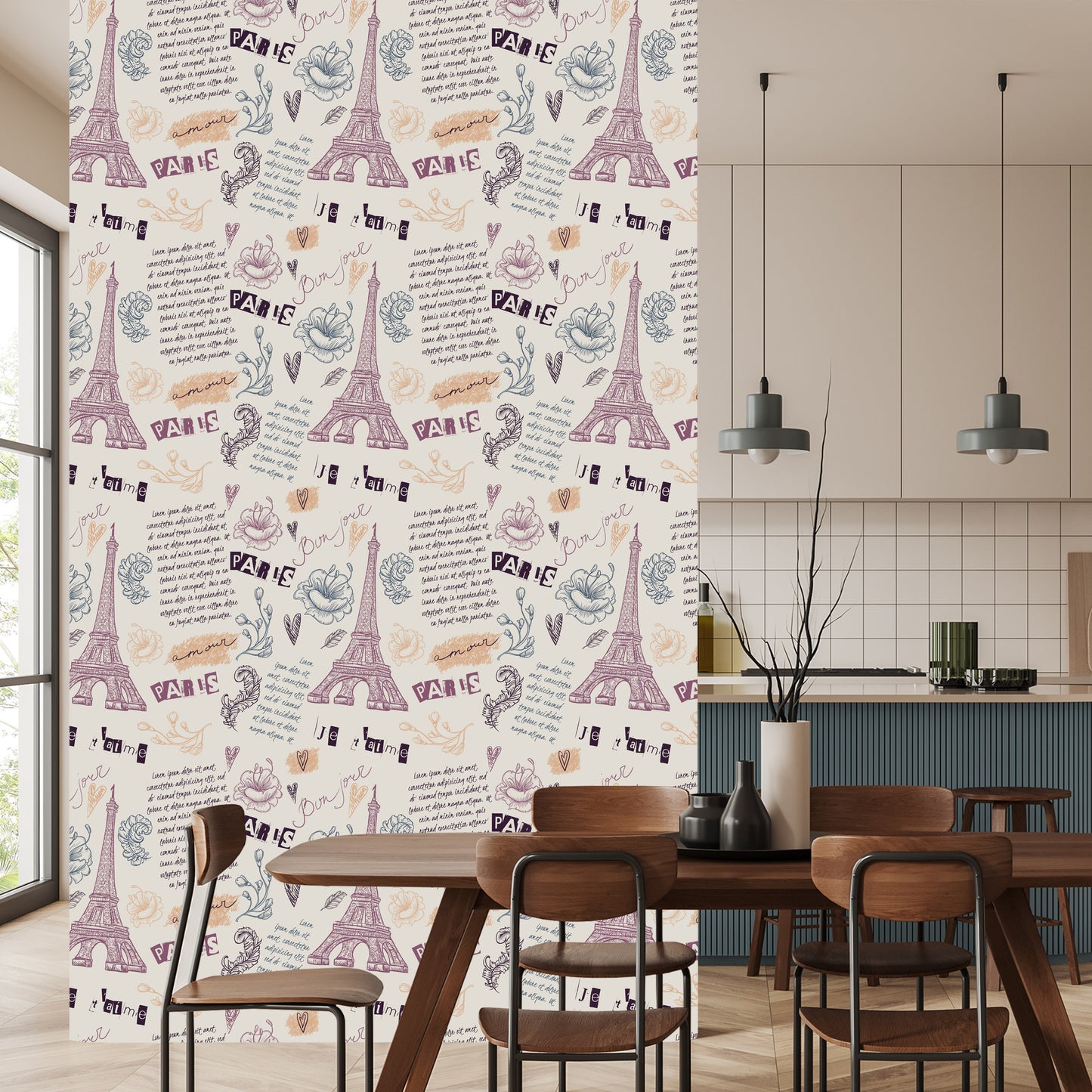 Wallpaper Eiffel Tower With Flowers